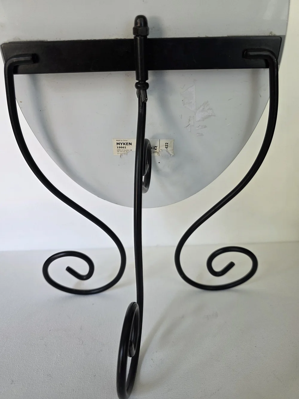 Vintage 1999 Myken Round Vanity Mirror with Black Scroll Frame